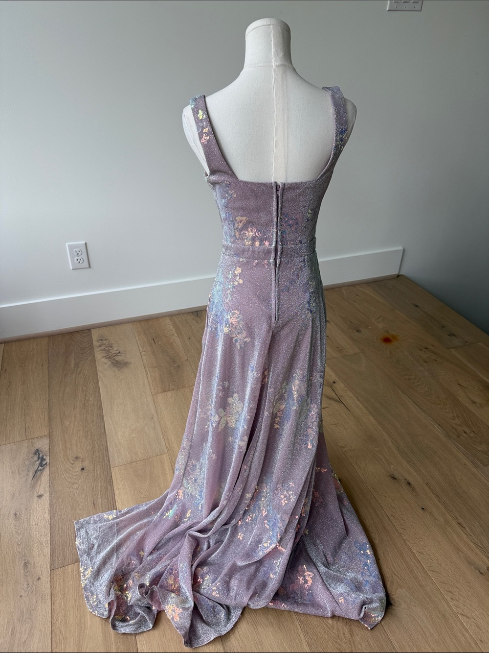City Studio Lavender Floral Square-Neck Prom Gown - Picture 3 of 4